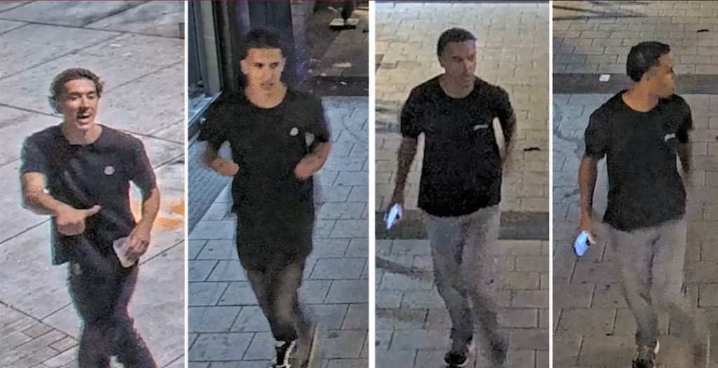 Herkenbare camerabeelden van twee verdachten die na Roze Maandag op de Tilburgse Kermis een bezoeker zwaar hebben mishandeld.