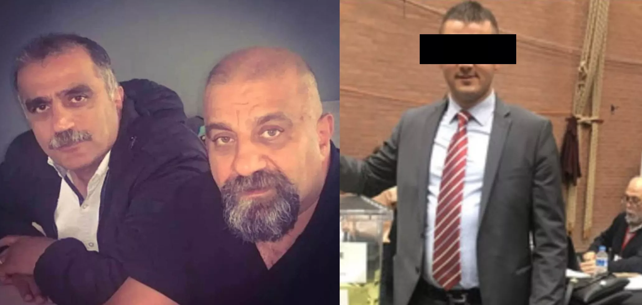Compositiefoto met daarop schutter Veysel Ü. uit Rozendaal en de slachtoffers, de broers Ali en Hüseyin Torunlar, uit het strafdossier van de dubbele McDonald's-moord in Zwolle.