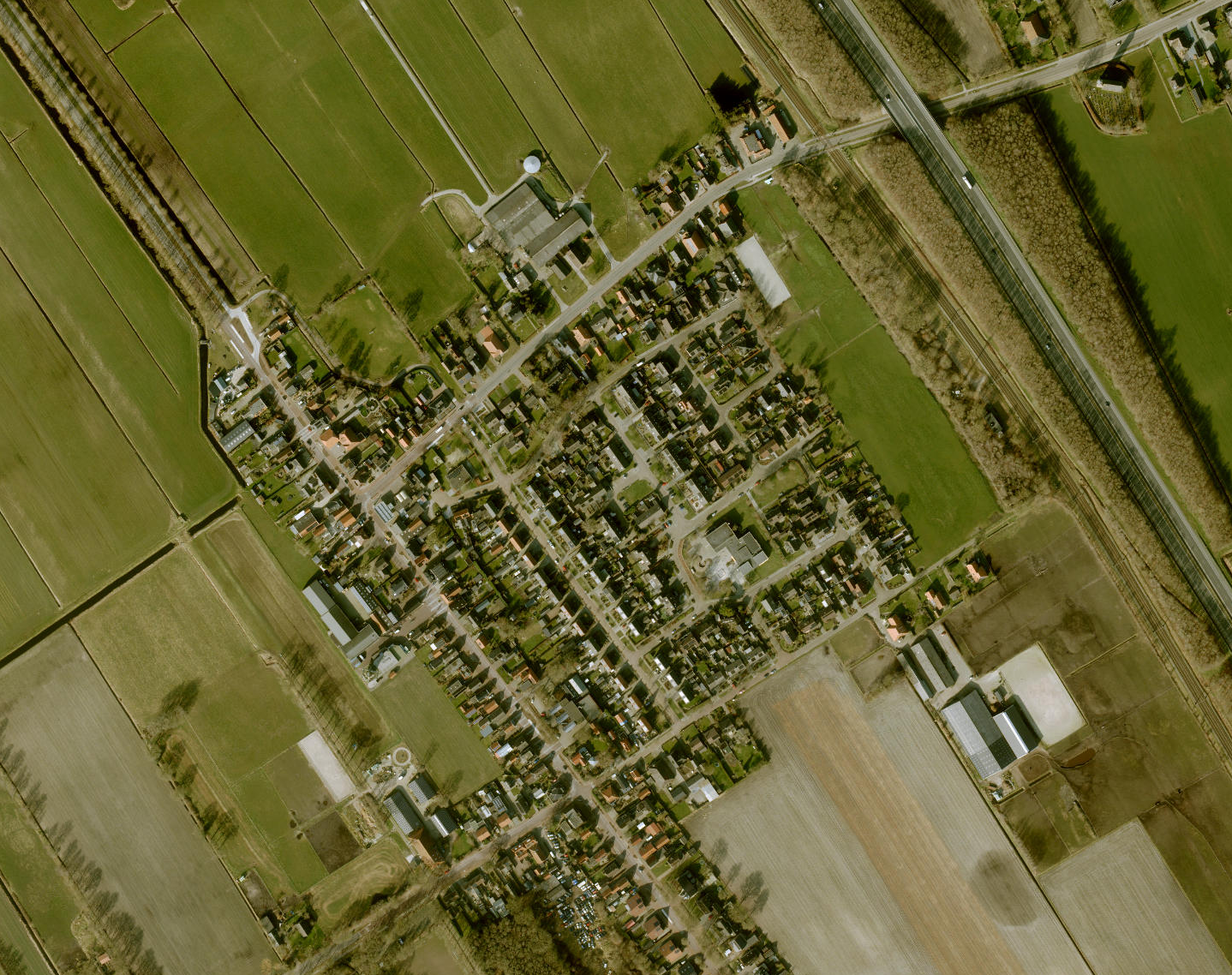 luchtfoto van De Blesse (gemeente Weststellingwerf), het dorp waar Ida Klijnstra woonde en werd omgebracht.