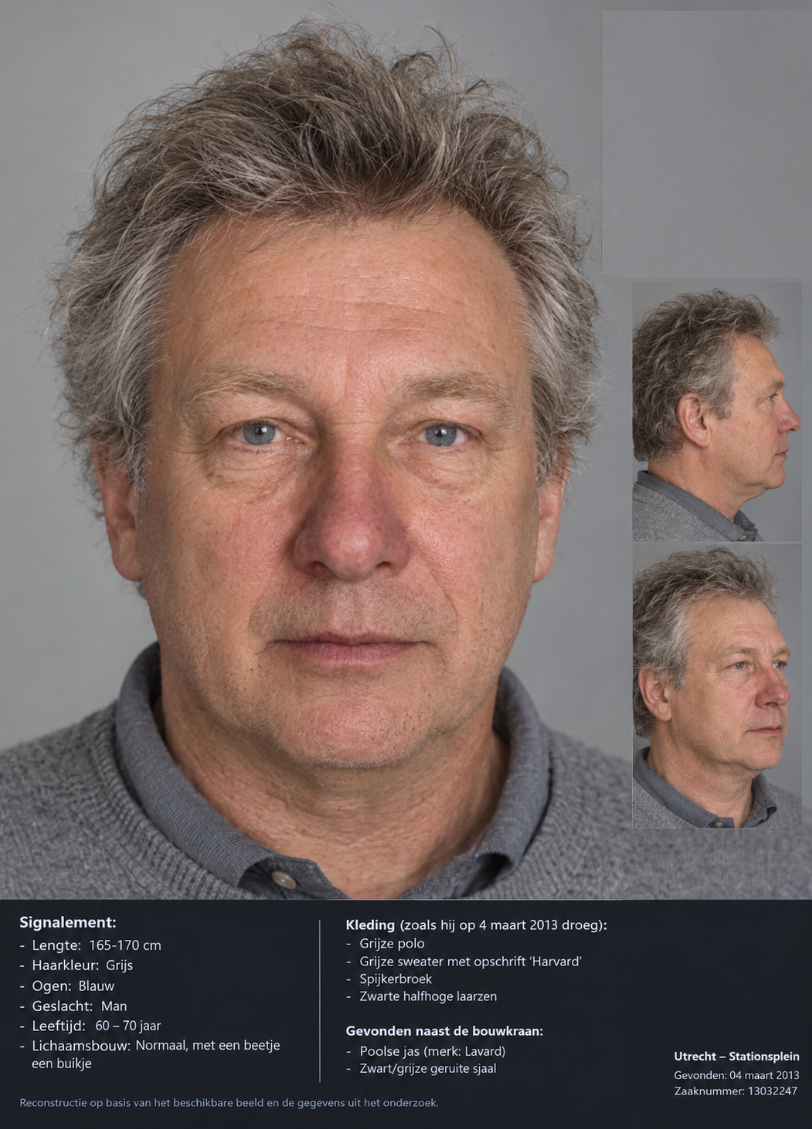 Digitaal model van de forensische gezichtsreconstructie