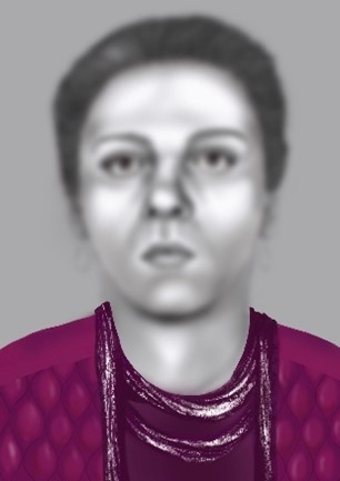 Een door de politie gemaakte compositietekening van de ongeïdentificeerde dode vrouw ('Karen'), die omkwam bij de woonbootbrand.