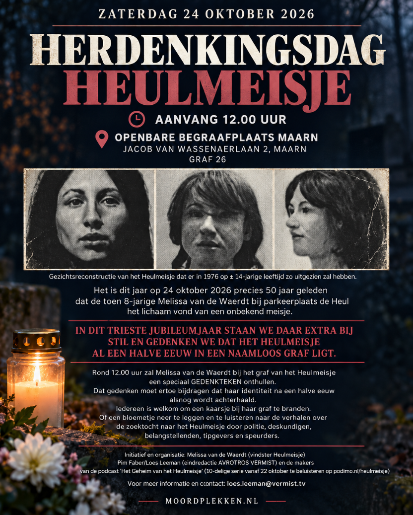Affiche voor de Herdenkingsdag Heulmeisje op zaterdag 24 oktober 2026 op de openbare begraafplaats in Maarn.
