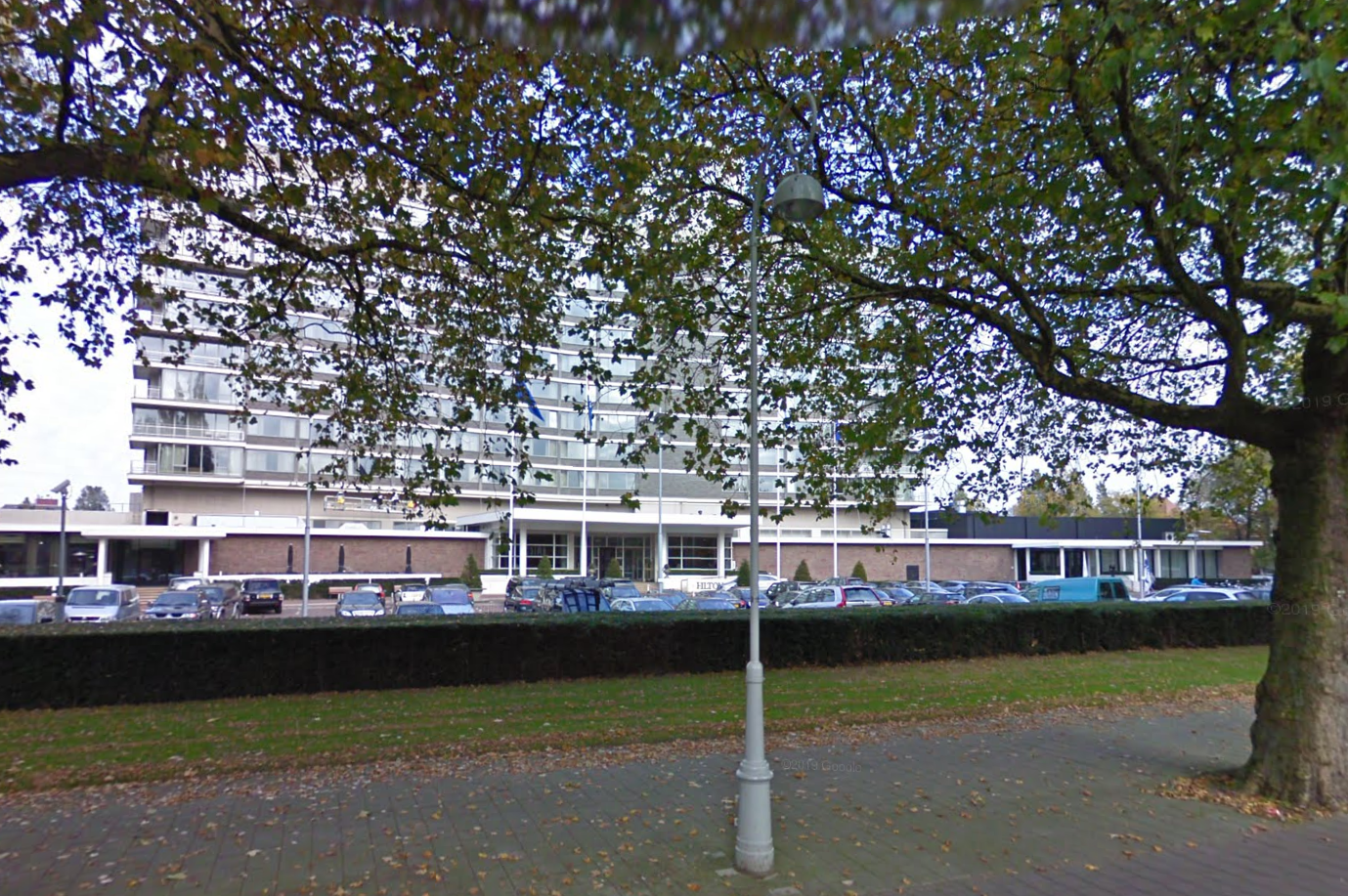 Het exterieur van het Hilton Hotel aan de Apollolaan in Amsterdam-Zuid, de locatie van de liquidatie van Klaas Bruinsma.
