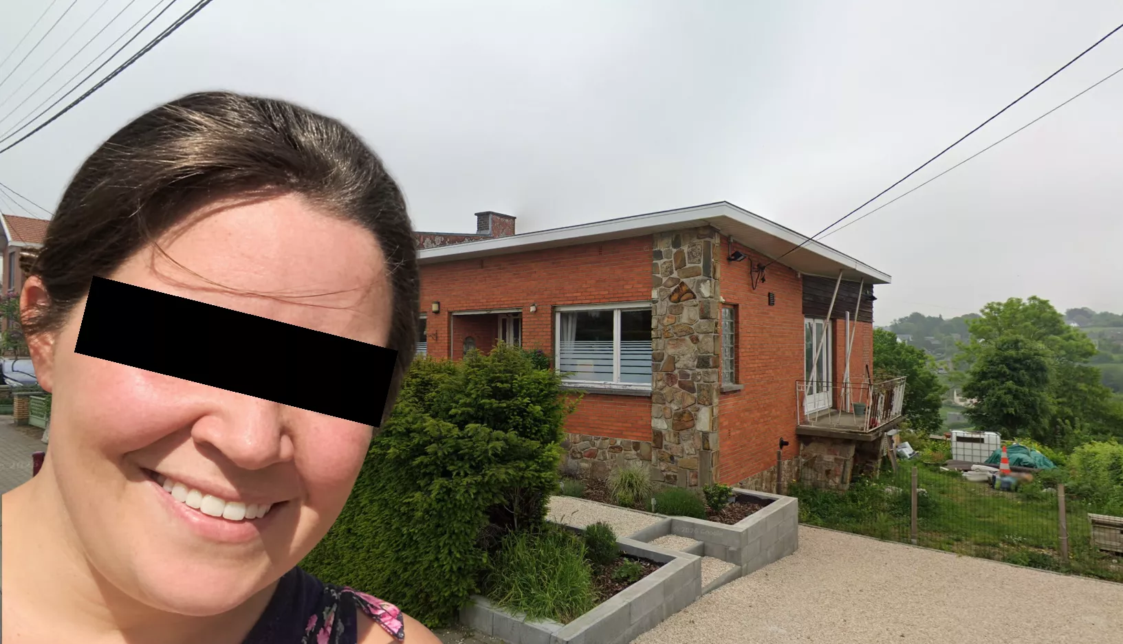 Een combinatiefoto van de woning aan de Rue Sabaré in Cheratte (Wezet) en een foto van de aangehouden partner Éloïse.