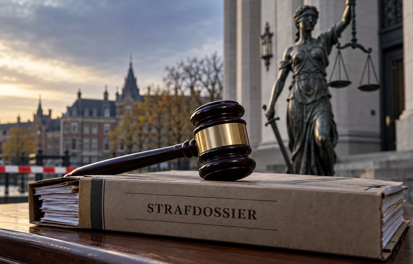 Een rechtersrechtershamer liggend op een strafdossier in een zedenzaak.