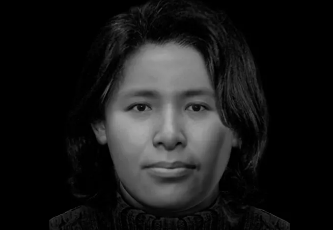 De 3D-gezichtsreconstructie van de onbekende vrouw, gemaakt door deskundigen van de politie in de hoop haar na decennia alsnog een naam te kunnen geven.